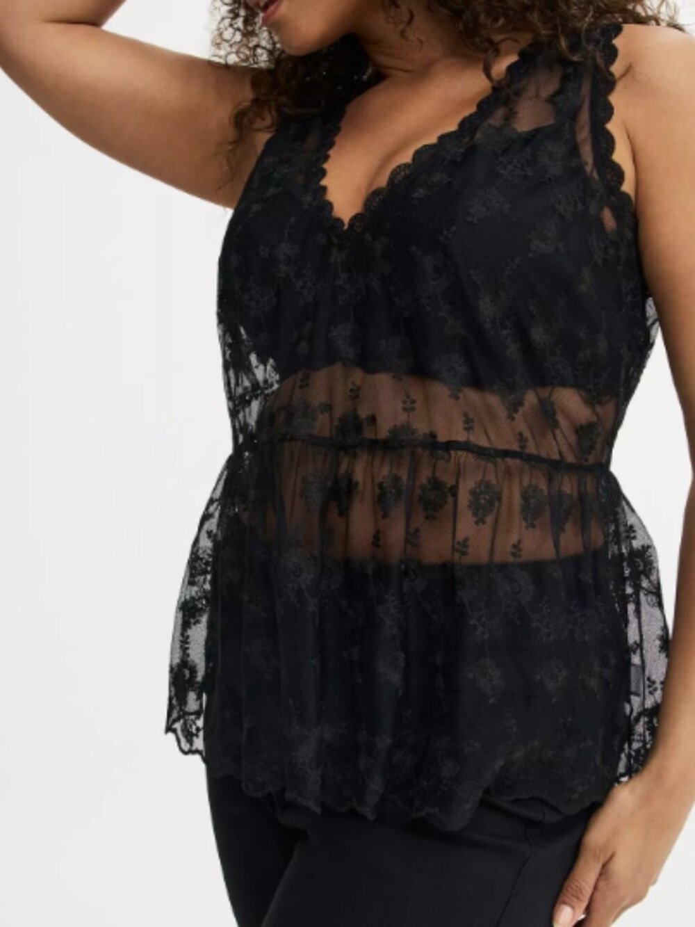 Lace V-Neck Tank - Picture 2 of 4